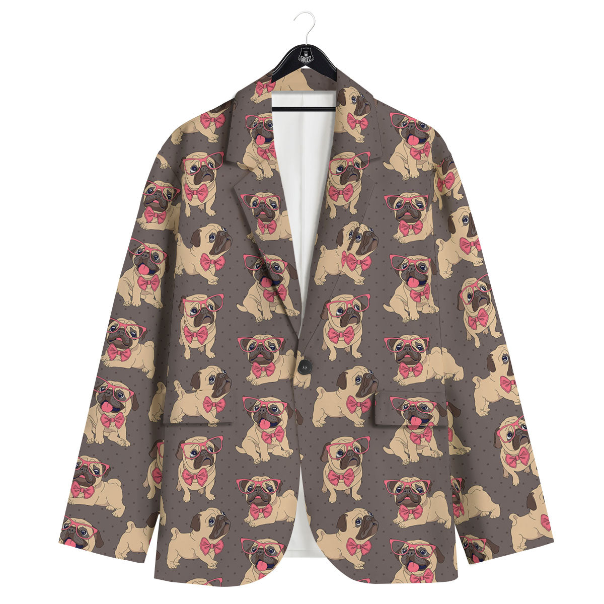 Cute Pug Print Pattern Men's Sport Coat-grizzshop