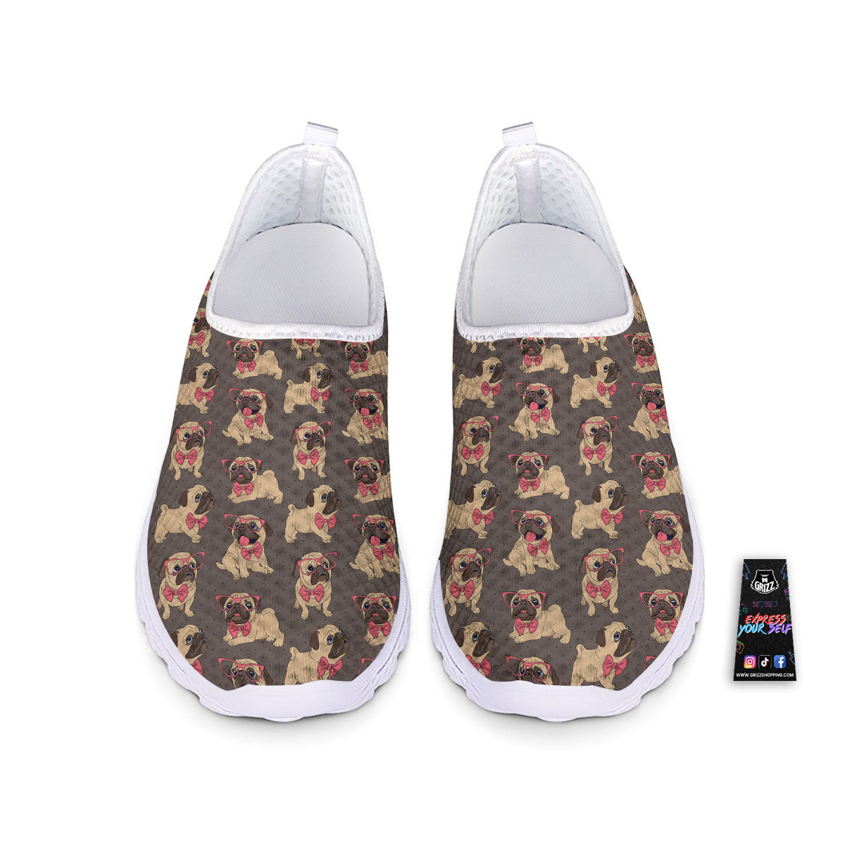 Cute Pug Print Pattern Nurse Shoes-grizzshop