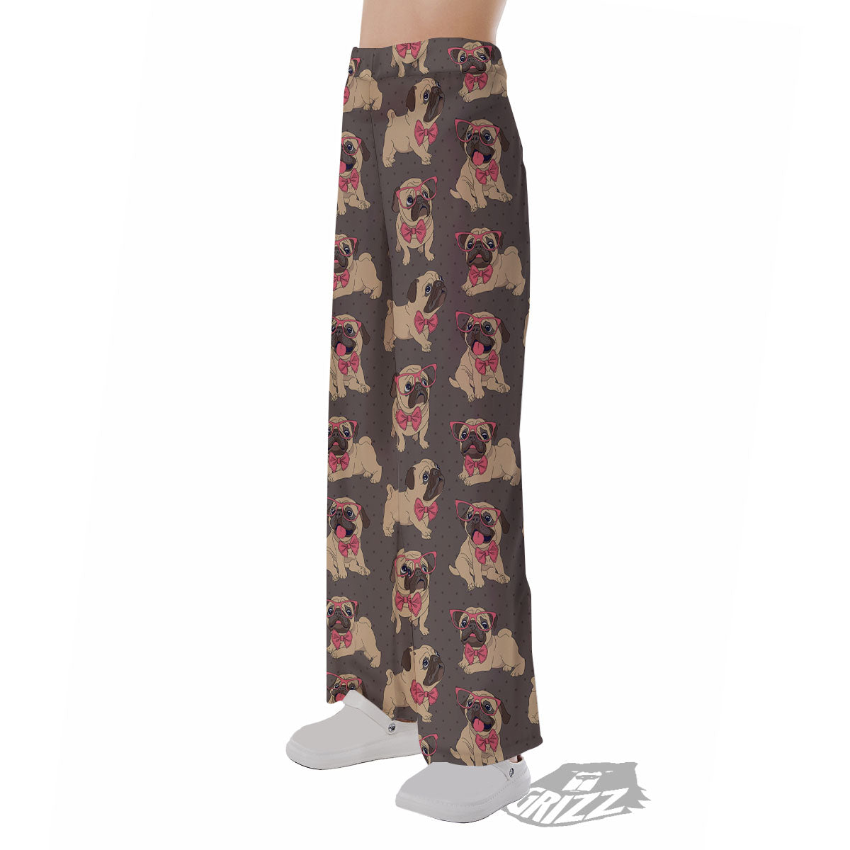 Cute Pug Print Pattern Pajama Pants-grizzshop