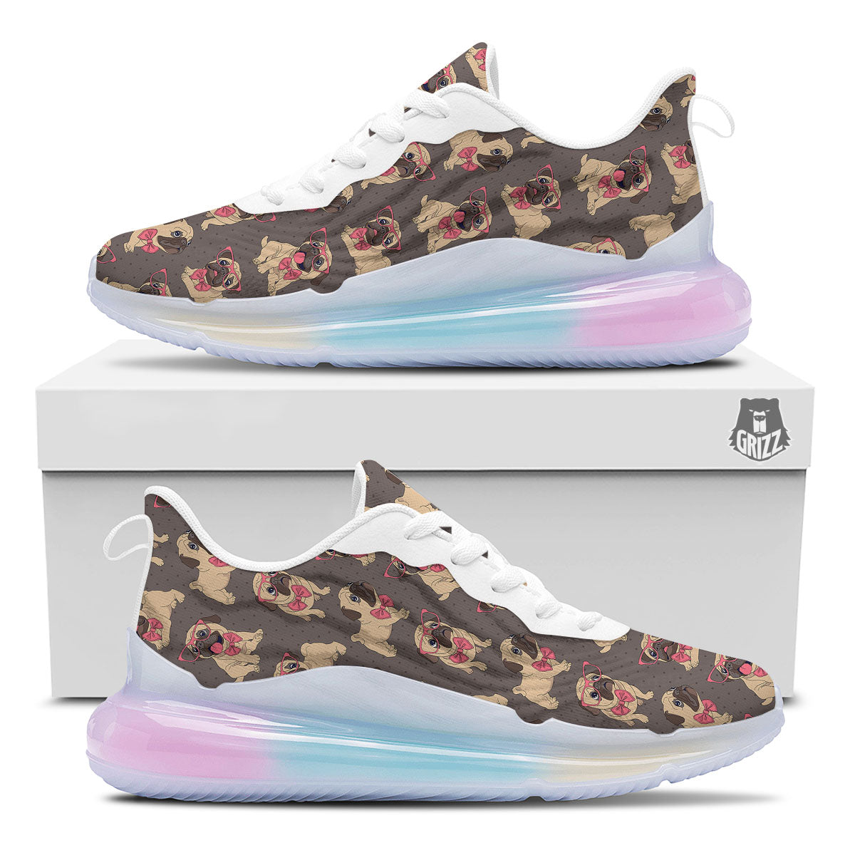 Cute Pug Print Pattern Running Sneakers-grizzshop
