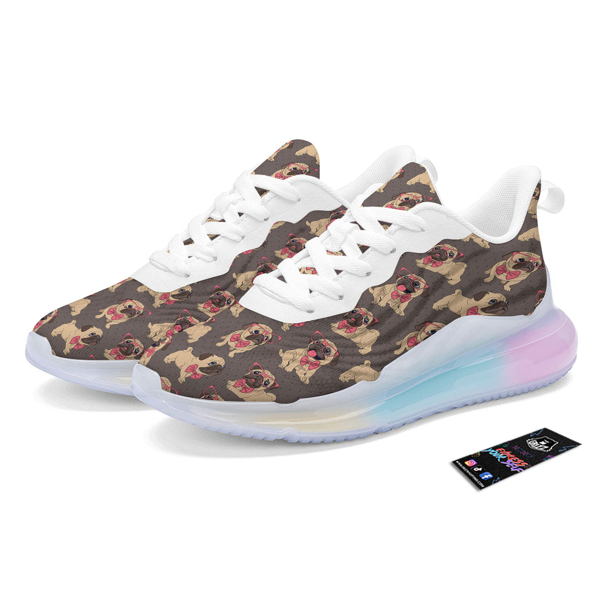 Cute Pug Print Pattern Running Sneakers-grizzshop