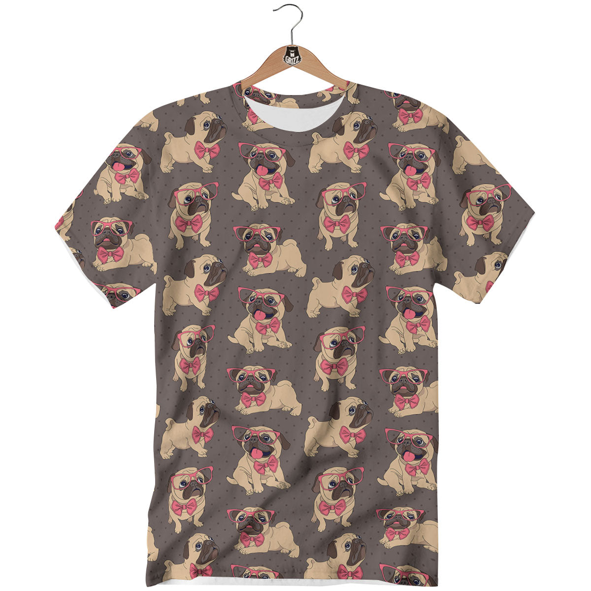 Cute Pug Print Pattern T-Shirt-grizzshop