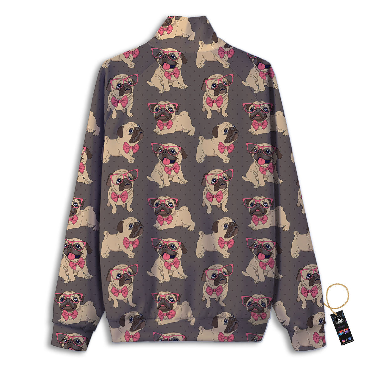 Cute Pug Print Pattern Track Jacket-grizzshop