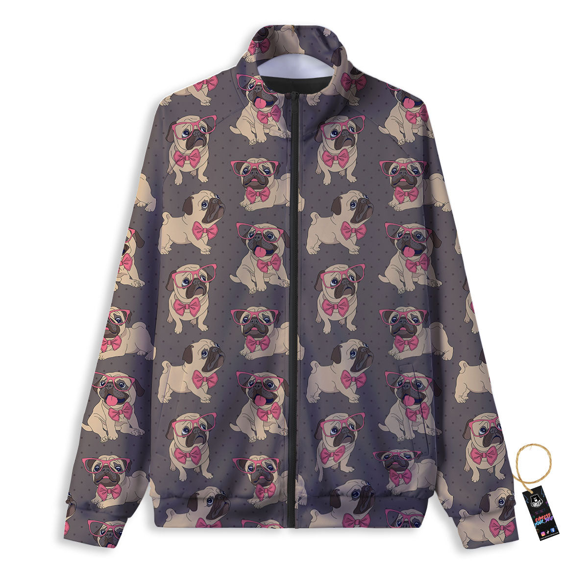 Cute Pug Print Pattern Track Jacket-grizzshop