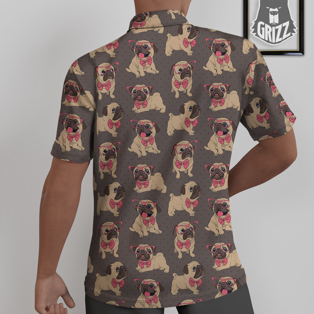 Cute Pug Print Pattern Untucked Shirts-grizzshop