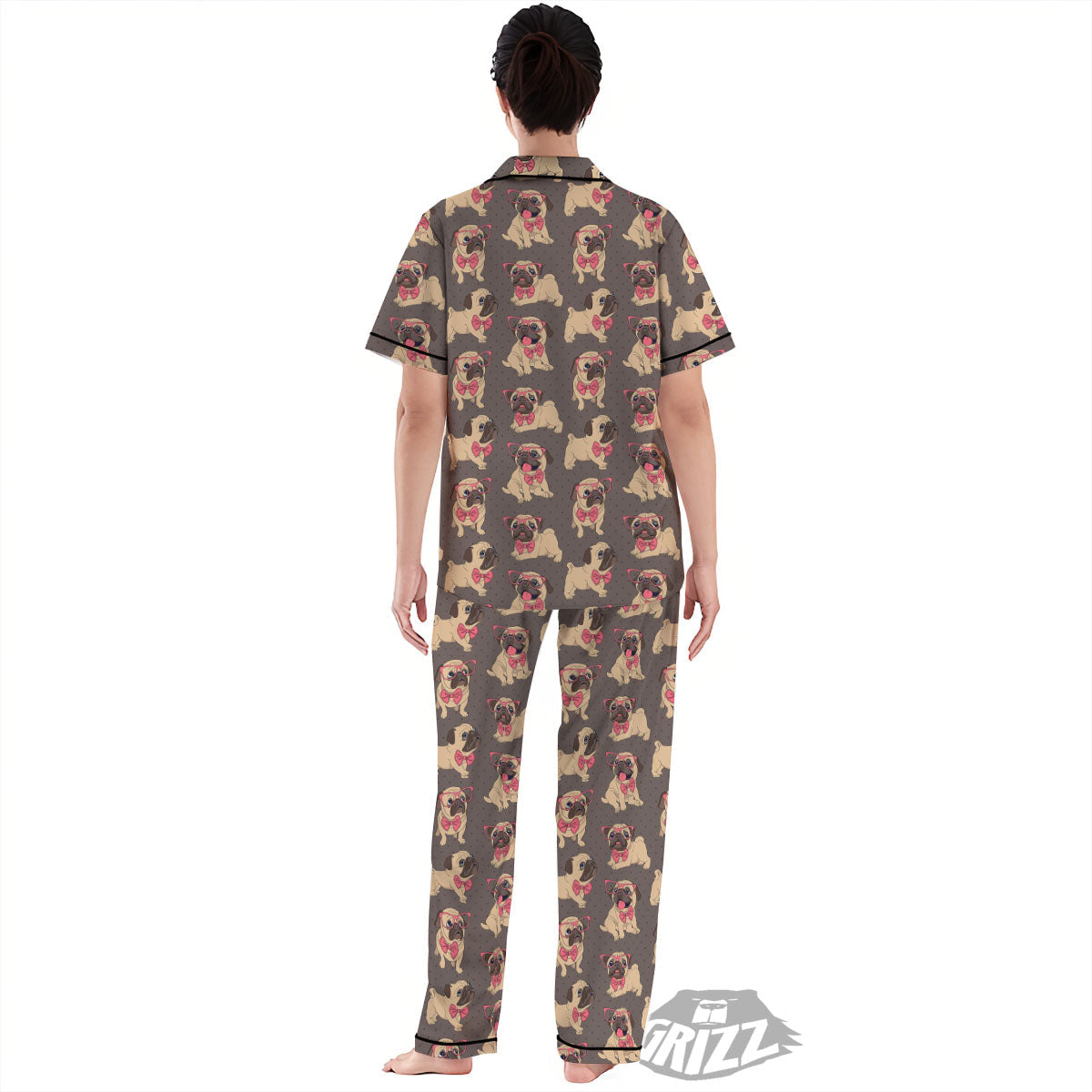Cute Pug Print Pattern Women's Pajamas Set-grizzshop