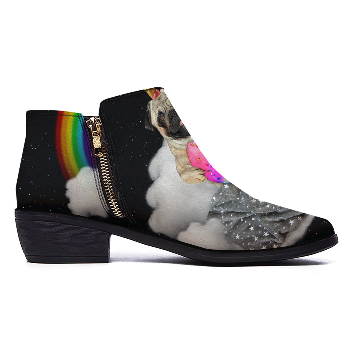Cute Pug Unicorn Print Ankle Boots-grizzshop