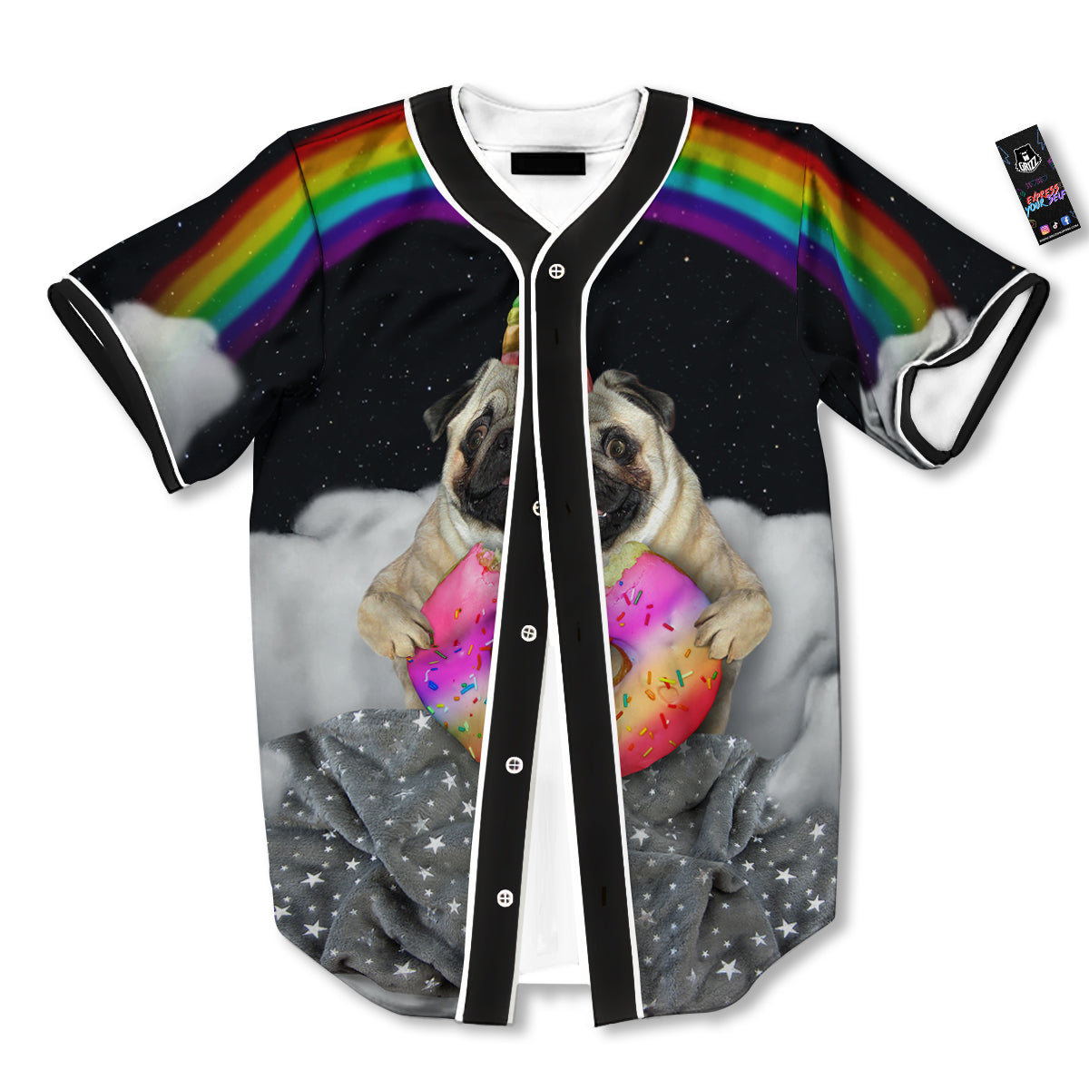 Cute Pug Unicorn Print Baseball Jersey-grizzshop