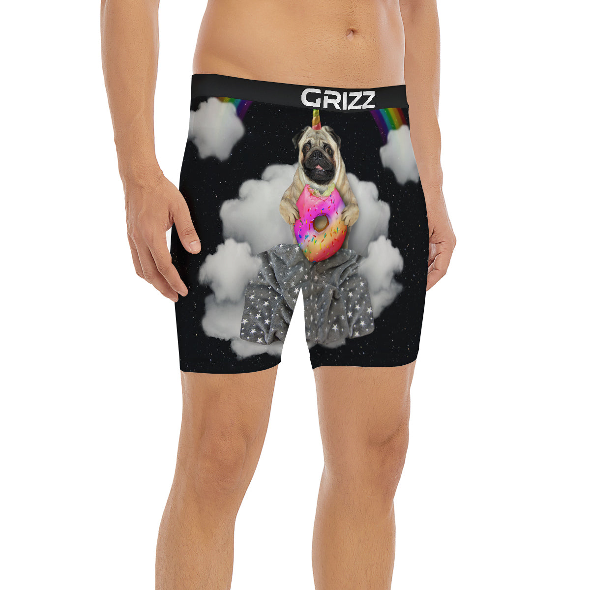 Cute Pug Unicorn Print Boxer Briefs-grizzshop