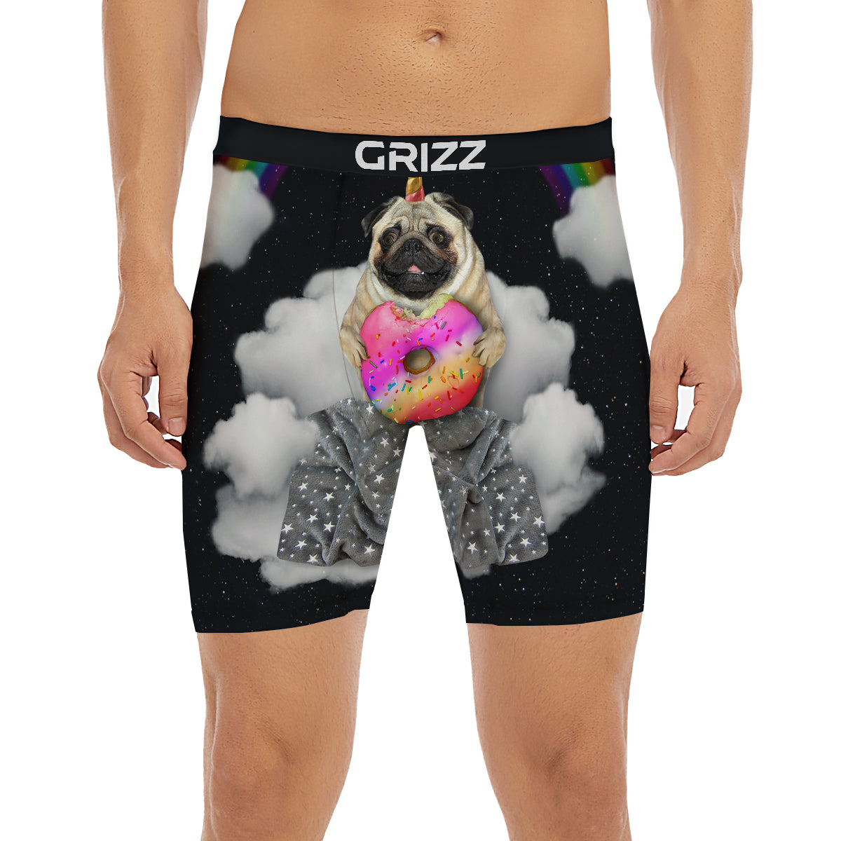 Cute Pug Unicorn Print Boxer Briefs-grizzshop