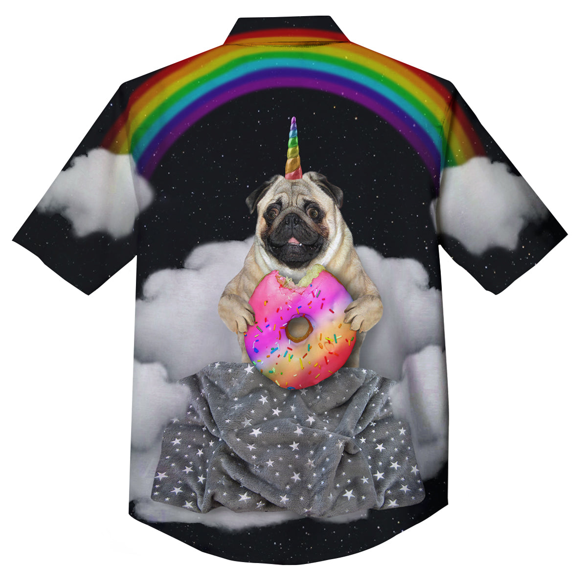 Cute Pug Unicorn Print Button Up Shirt-grizzshop