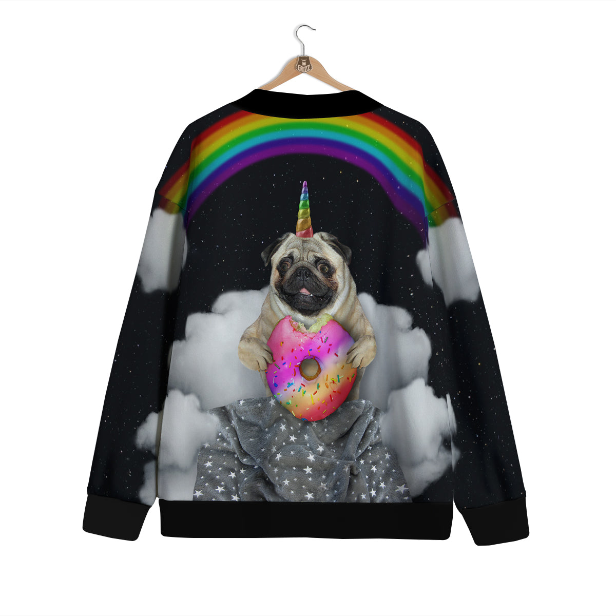 Cute Pug Unicorn Print Cardigan-grizzshop