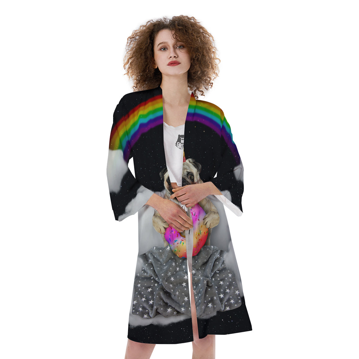 Cute Pug Unicorn Print Kimono-grizzshop