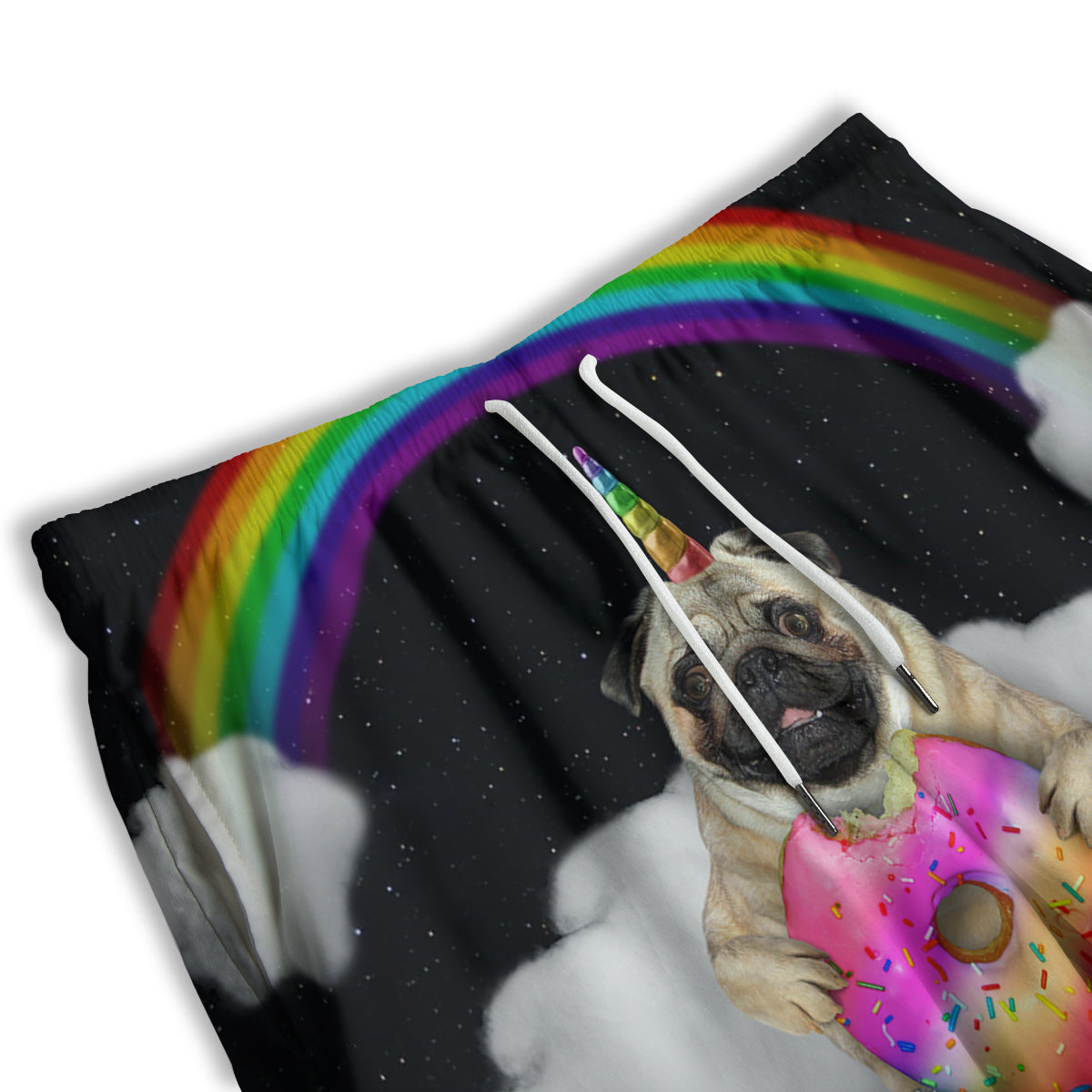Cute Pug Unicorn Print Men's Athletic Shorts