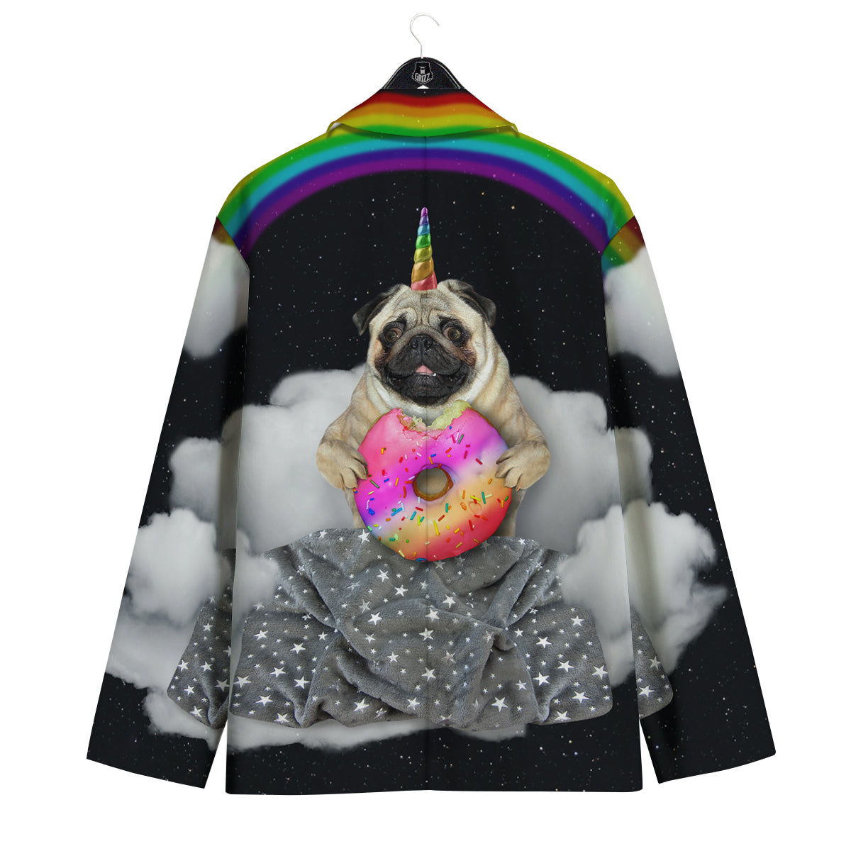 Cute Pug Unicorn Print Men's Sport Coat-grizzshop