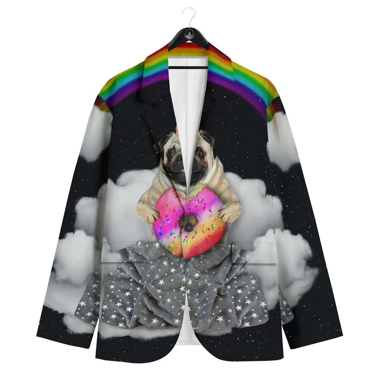 Cute Pug Unicorn Print Men's Sport Coat-grizzshop