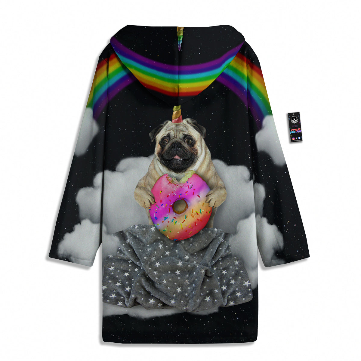 Cute Pug Unicorn Print Men's Windbreaker Jacket-grizzshop
