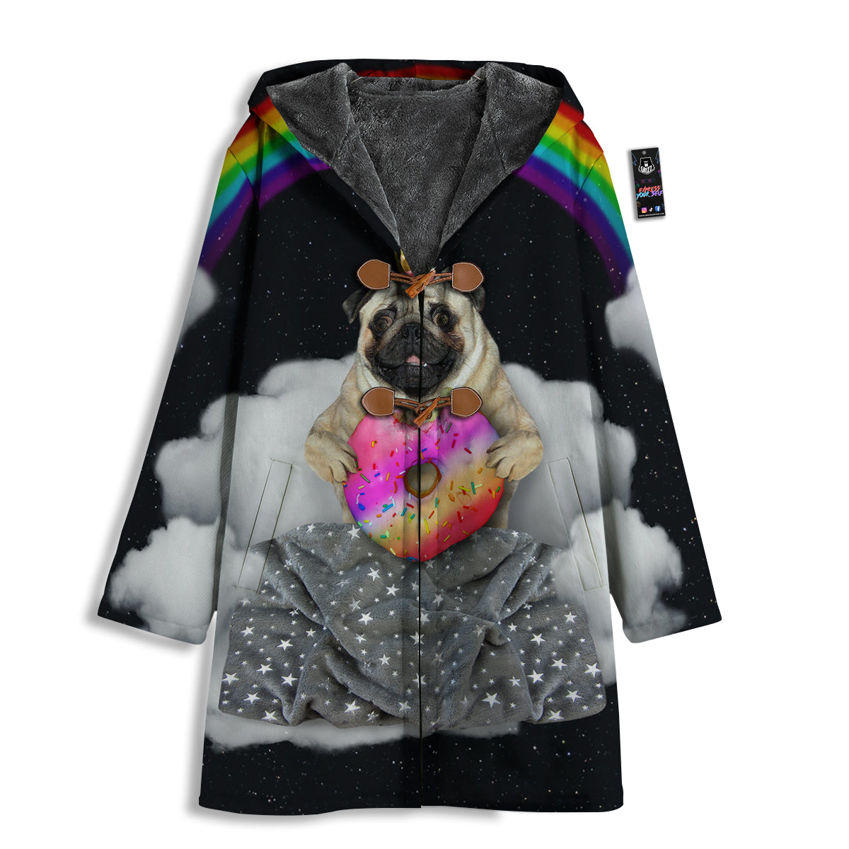 Cute Pug Unicorn Print Men's Windbreaker Jacket-grizzshop