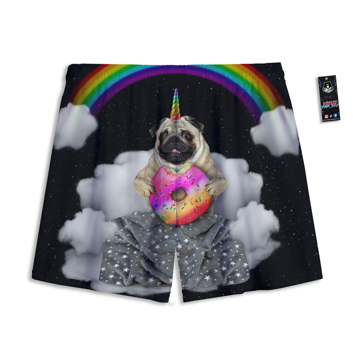 Glitter Texture Diamond Print Mesh Shorts