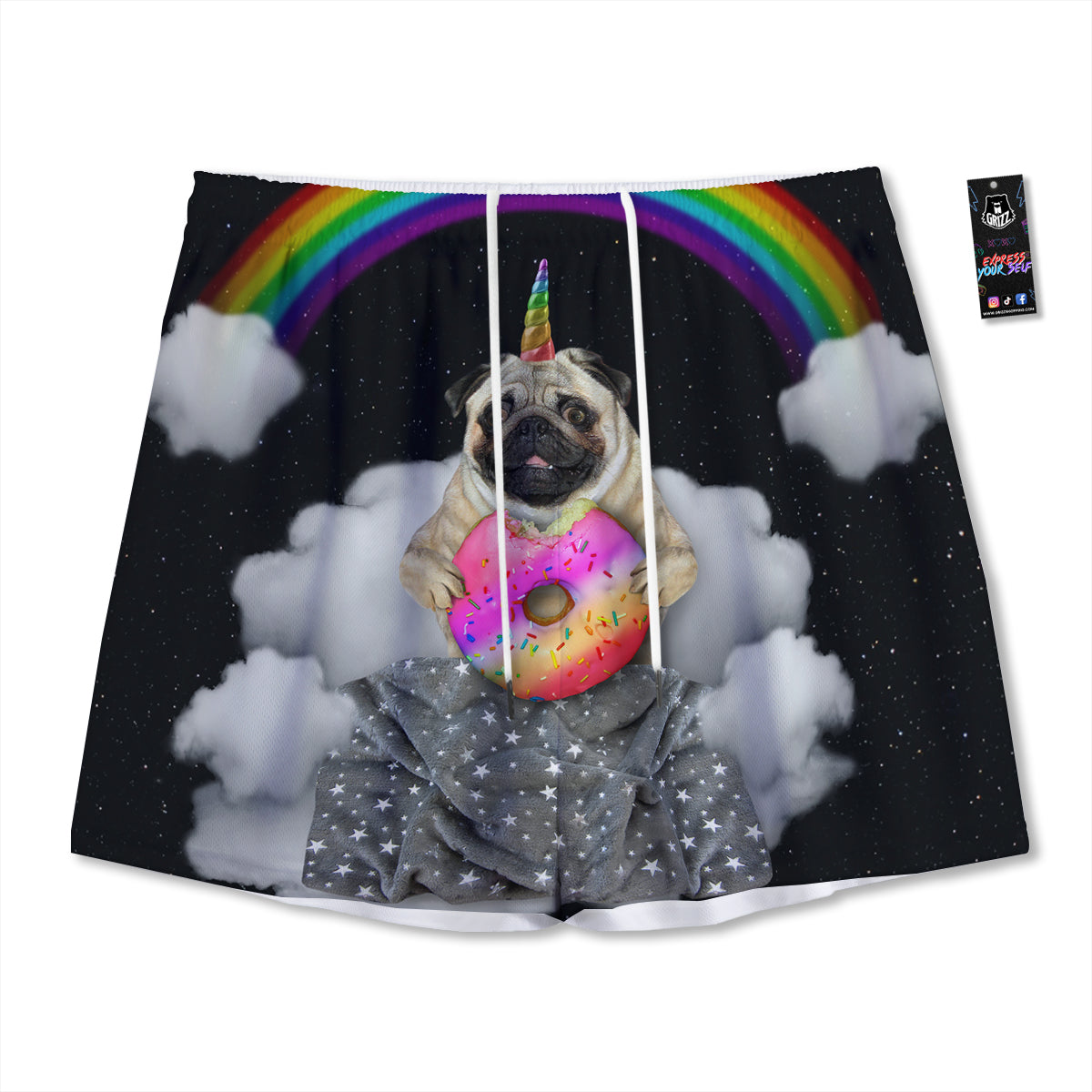 Glitter Texture Diamond Print Mesh Shorts