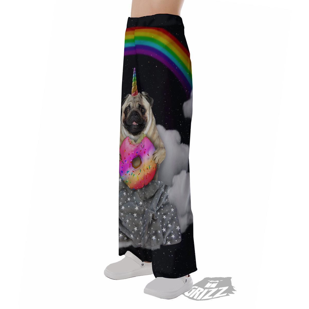 Cute Pug Unicorn Print Pajama Pants-grizzshop