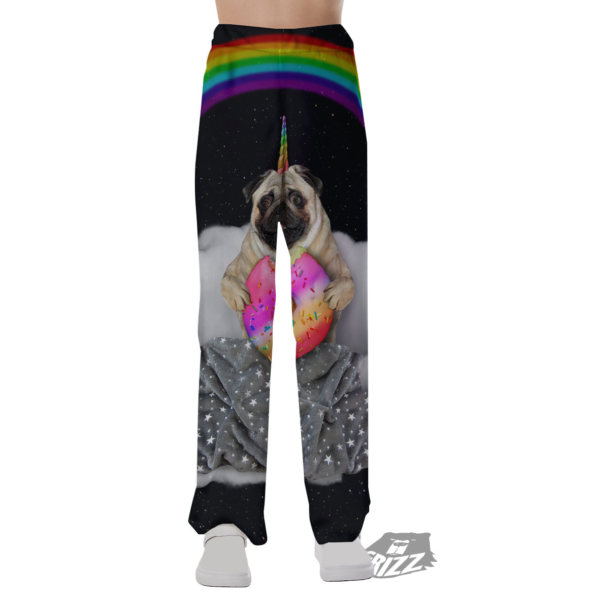 Cute Pug Unicorn Print Pajama Pants-grizzshop