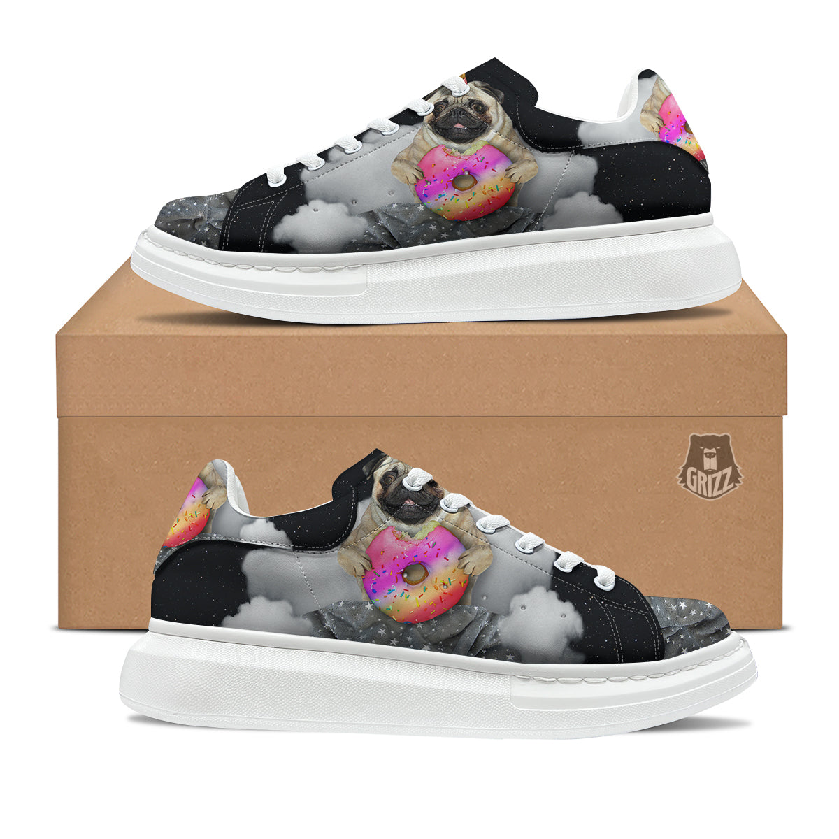 Cute Pug Unicorn Print Platform Shoes-grizzshop
