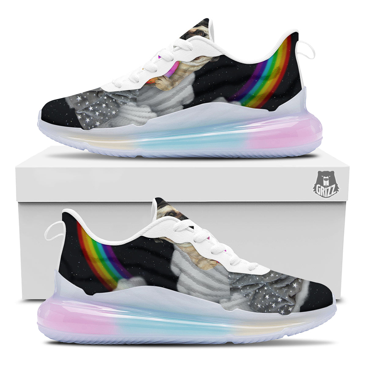 Cute Pug Unicorn Print Running Sneakers-grizzshop