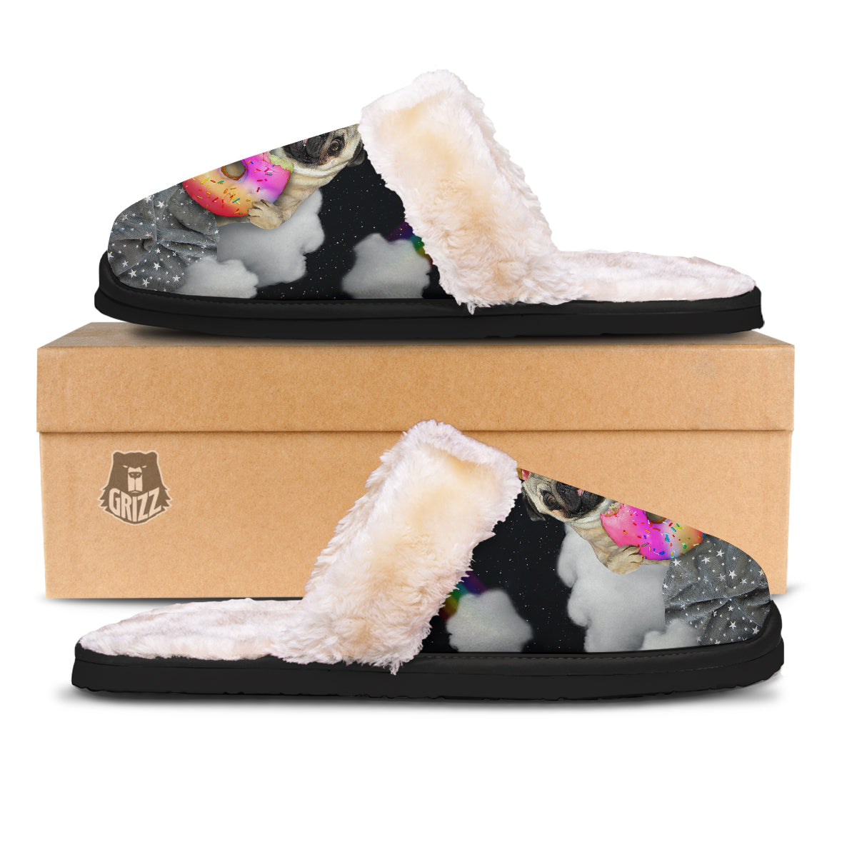 Cute Pug Unicorn Print Slippers-grizzshop
