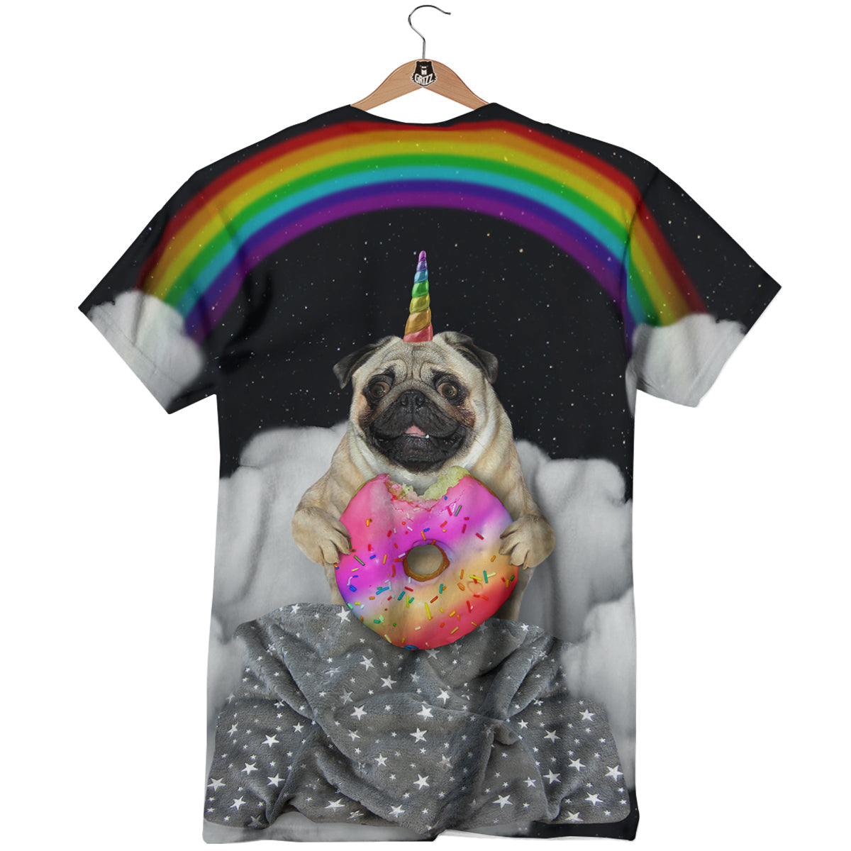 Cute Pug Unicorn Print T-Shirt-grizzshop