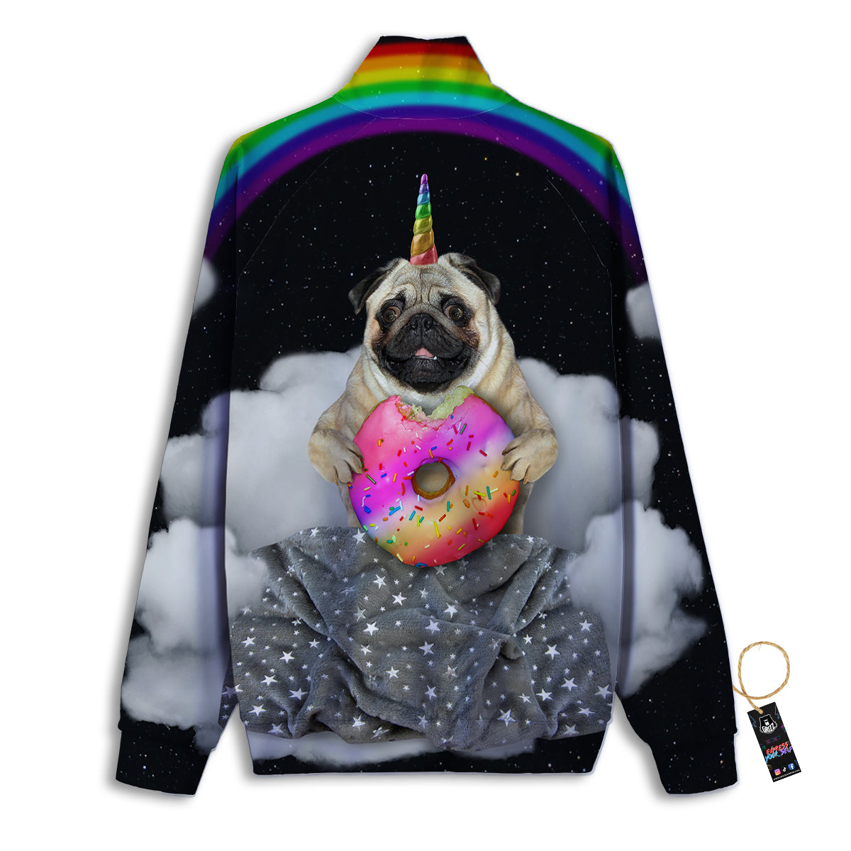 Cute Pug Unicorn Print Track Jacket-grizzshop