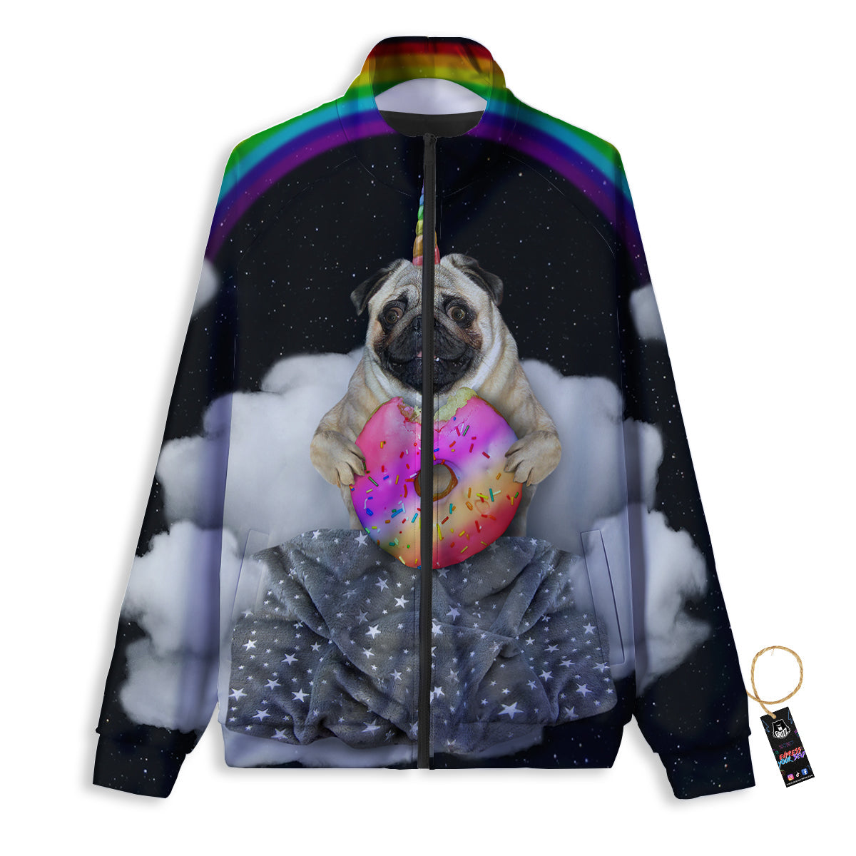Cute Pug Unicorn Print Track Jacket-grizzshop