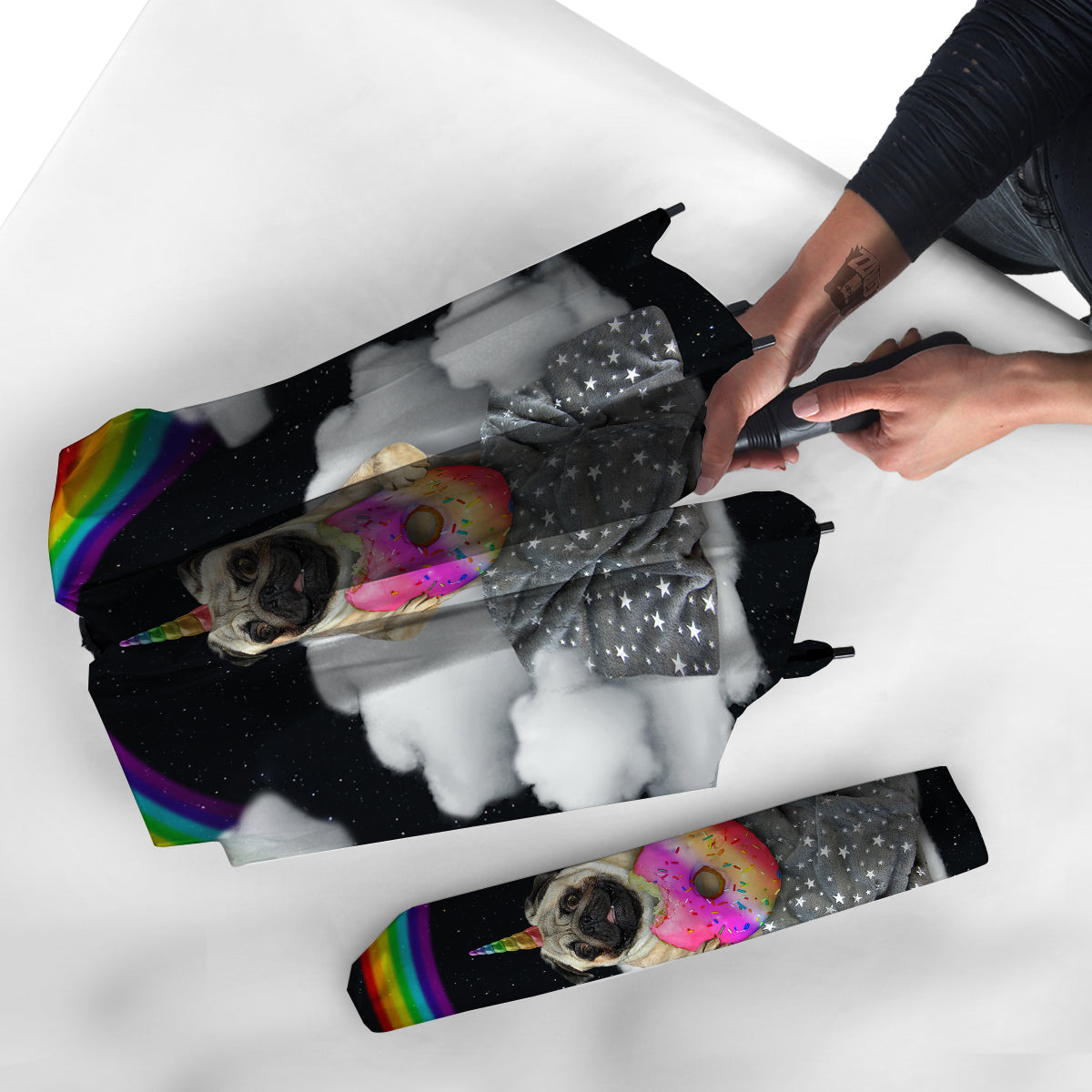 Cute Pug Unicorn Print Umbrella-grizzshop