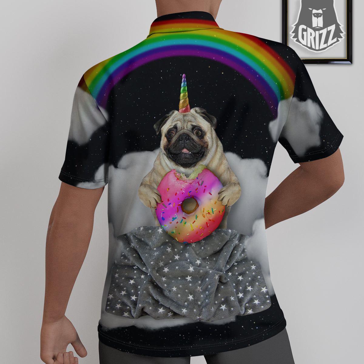 Cute Pug Unicorn Print Untucked Shirts-grizzshop