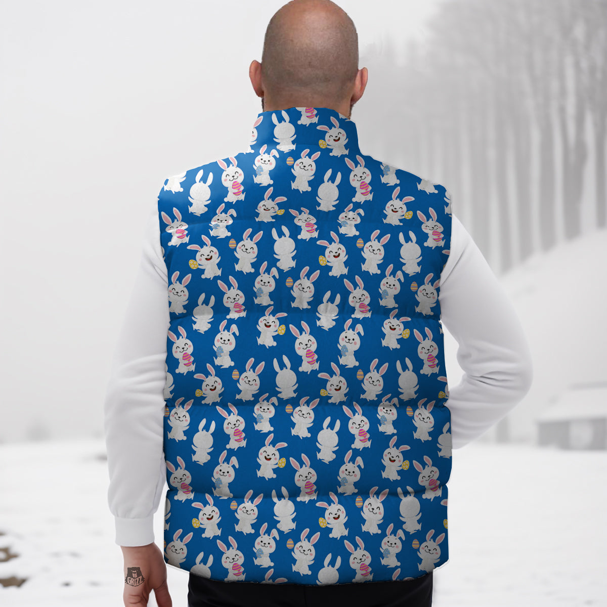 Cute Rabbit Print Pattern Down Vest-grizzshop