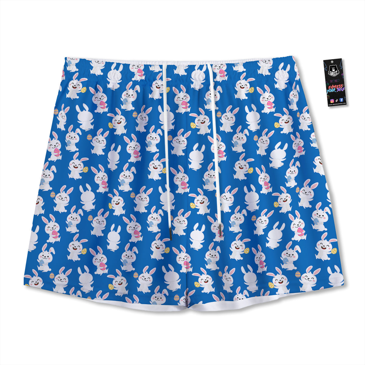 Cute Rabbit Print Pattern Mesh Shorts-grizzshop