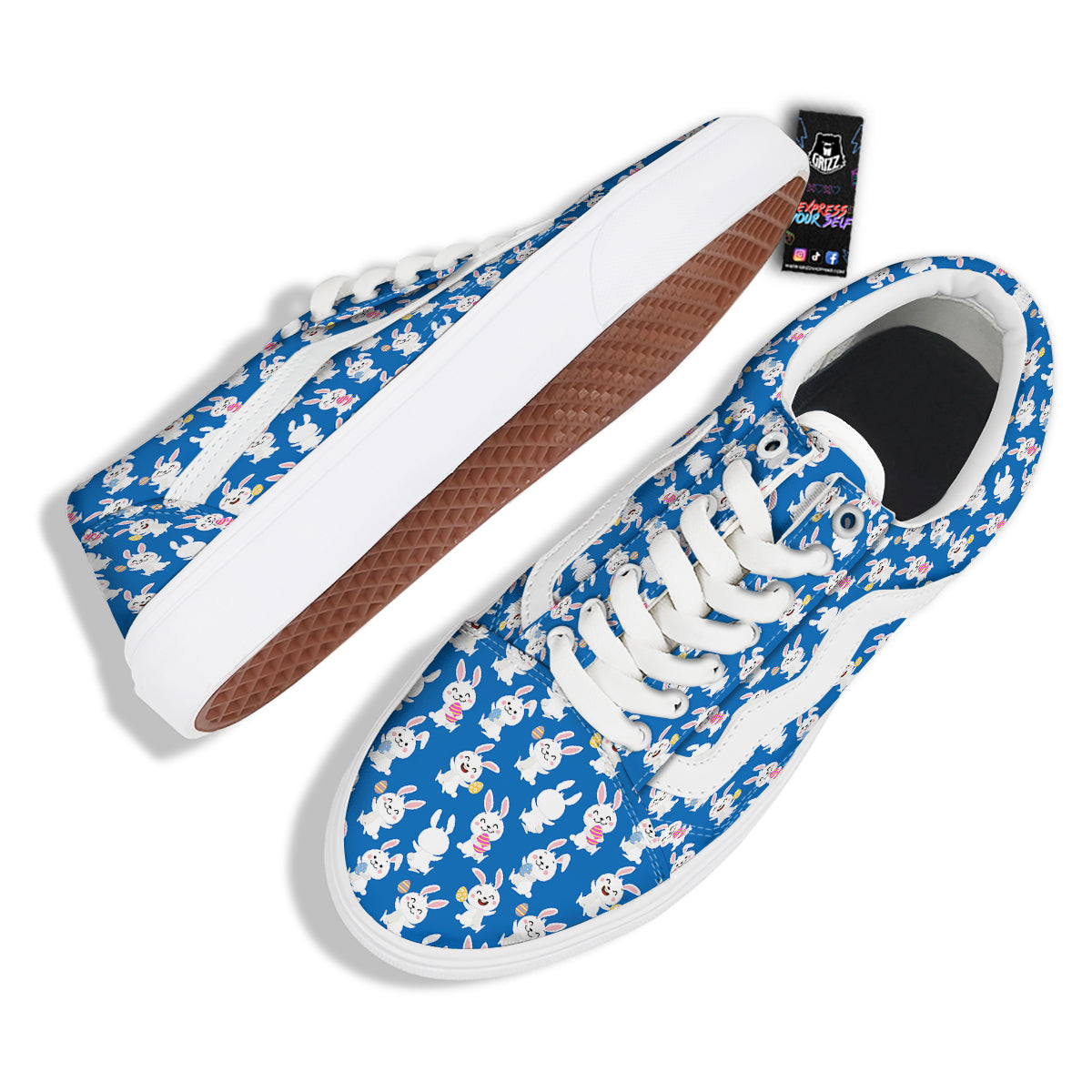 Cute Rabbit Print Pattern Skate Shoes-grizzshop