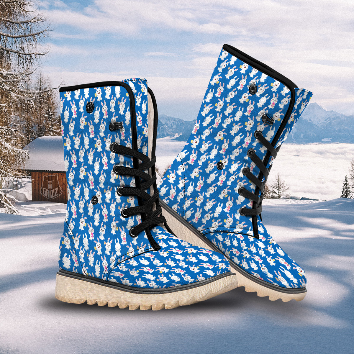 Cute Rabbit Print Pattern Snow Boots-grizzshop