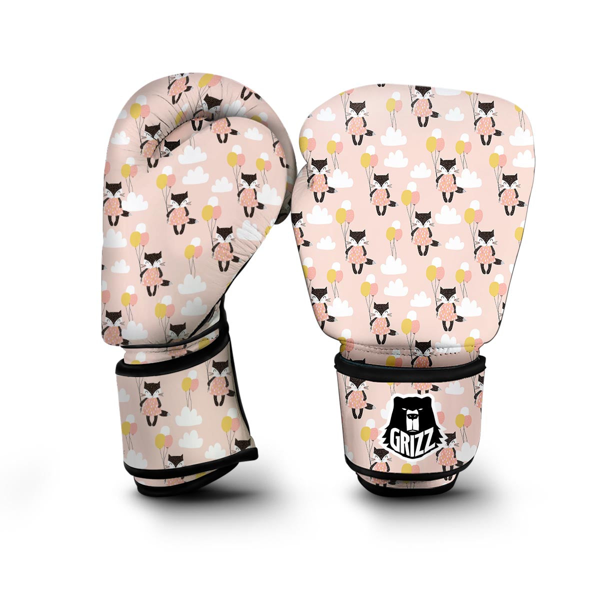 Cute Raccoon Hot Air Balloon Pattern Print Boxing Gloves-grizzshop