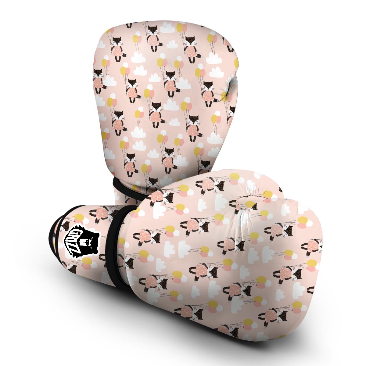 Cute Raccoon Hot Air Balloon Pattern Print Boxing Gloves-grizzshop