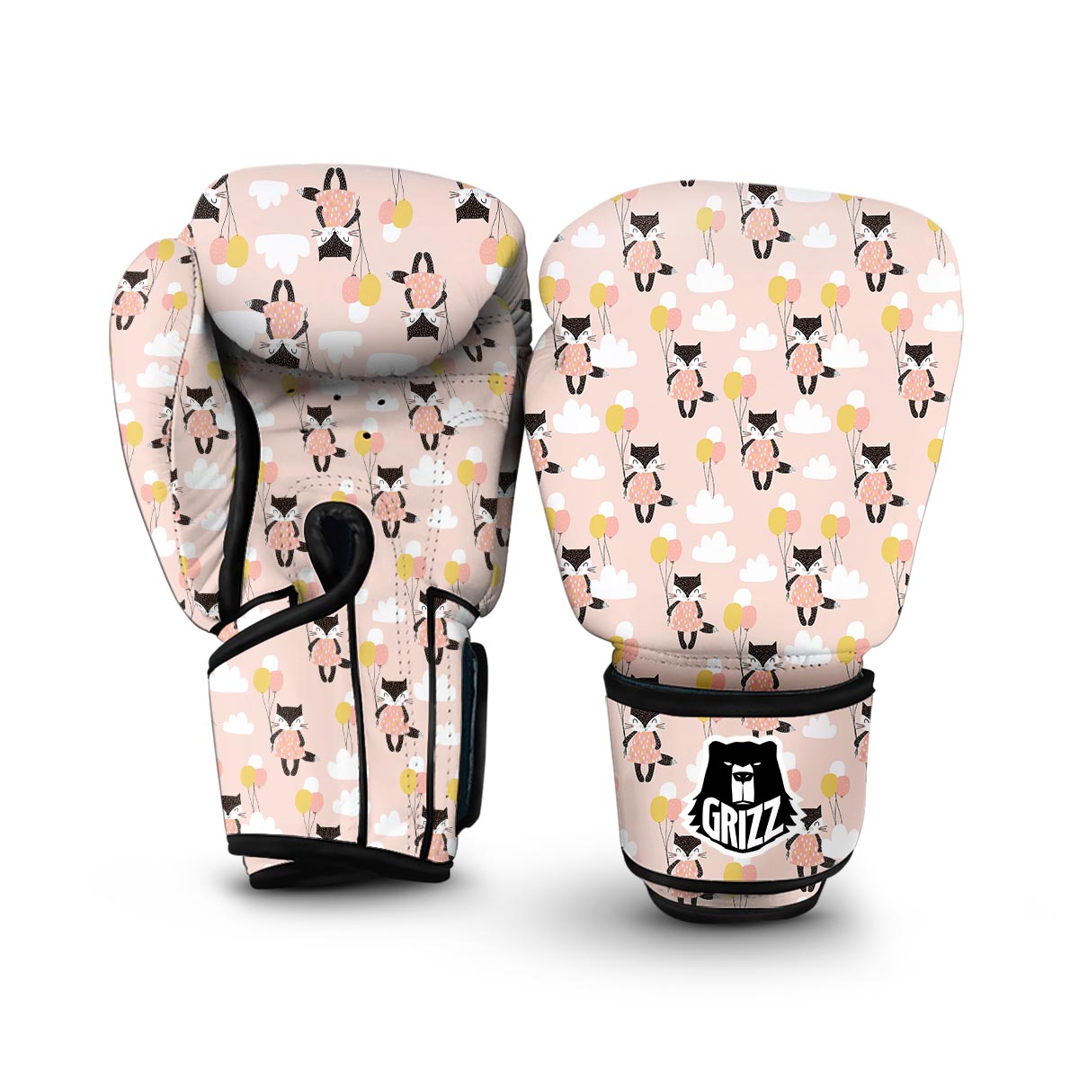 Cute Raccoon Hot Air Balloon Pattern Print Boxing Gloves-grizzshop