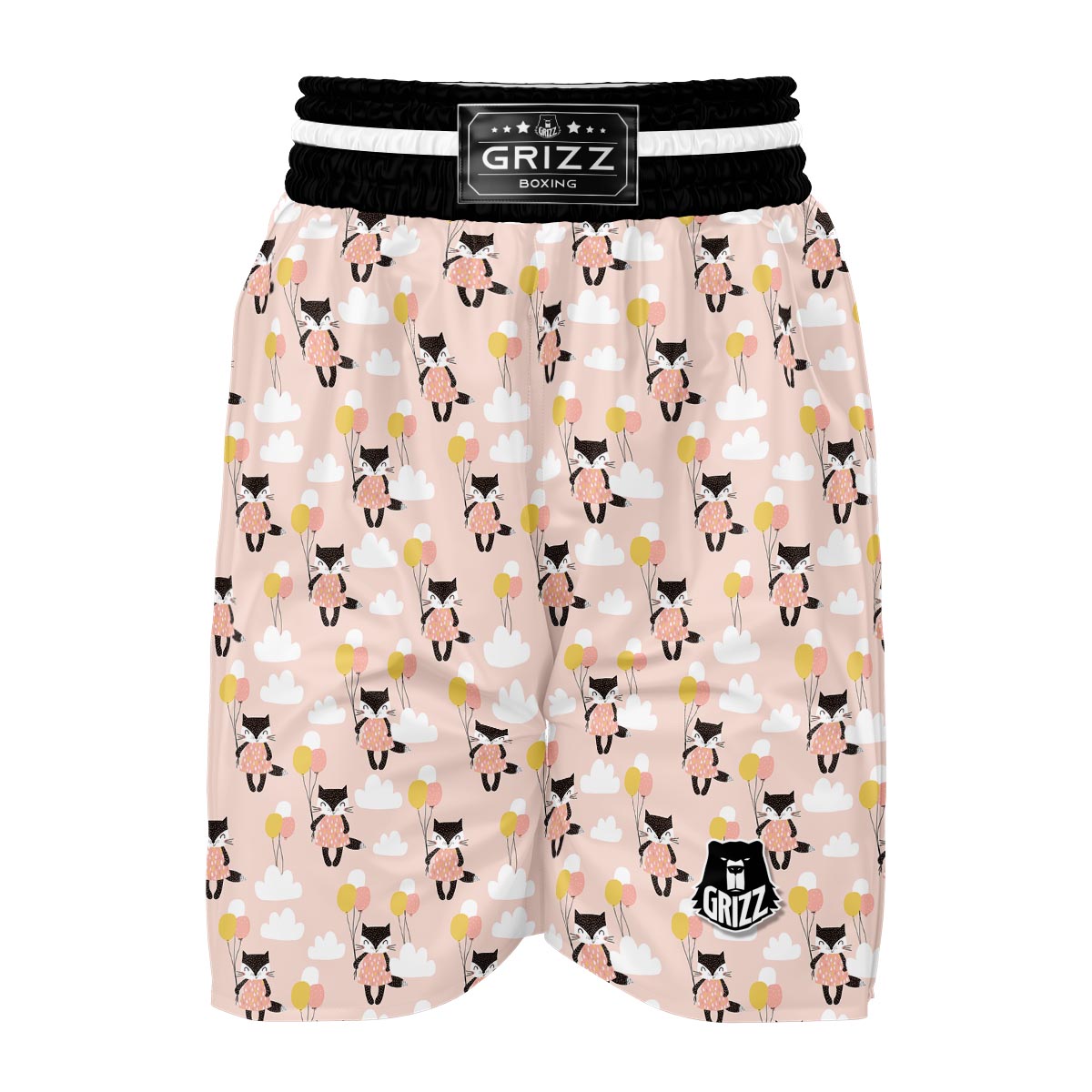 Cute Raccoon Hot Air Balloon Pattern Print Boxing Shorts-grizzshop