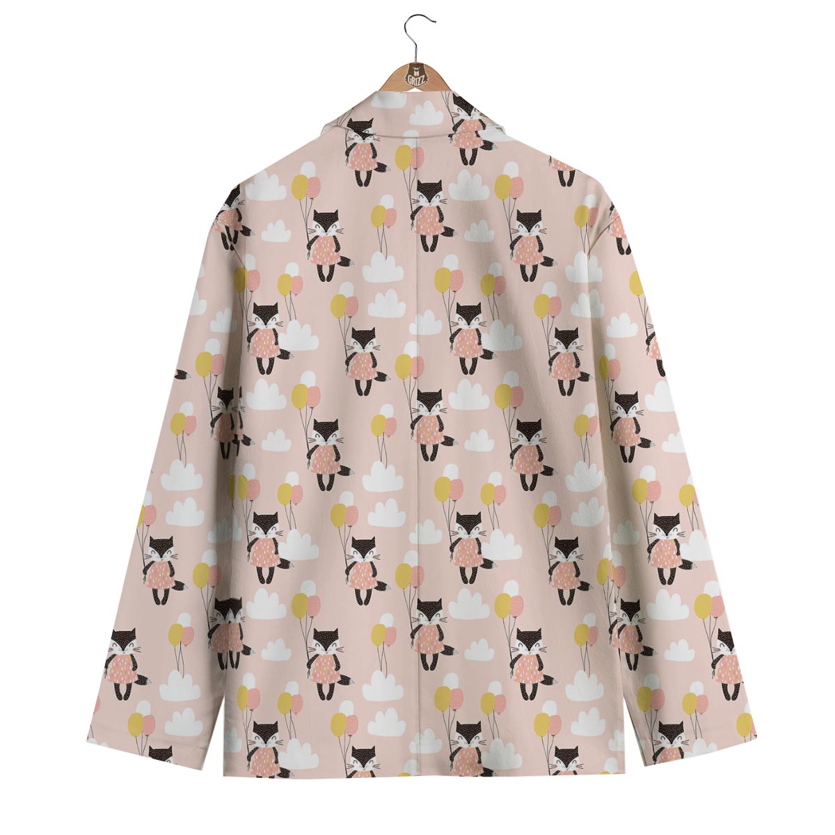 Cute Raccoon Hot Air Balloon Pattern Print Men's Blazer-grizzshop