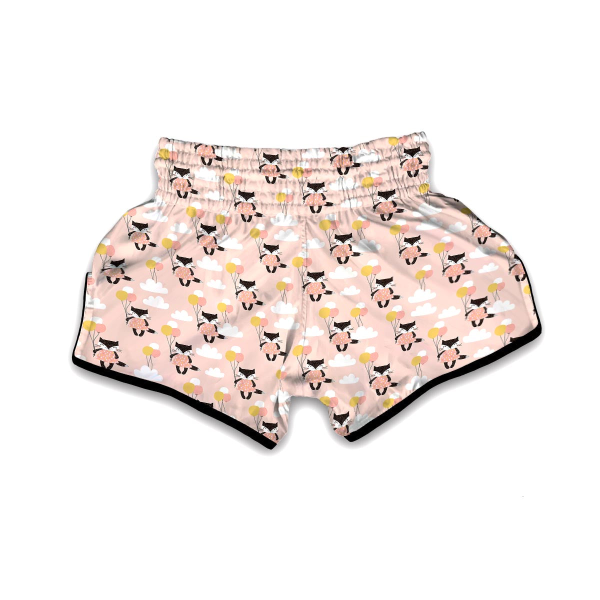 Cute Raccoon Hot Air Balloon Pattern Print Muay Thai Boxing Shorts-grizzshop