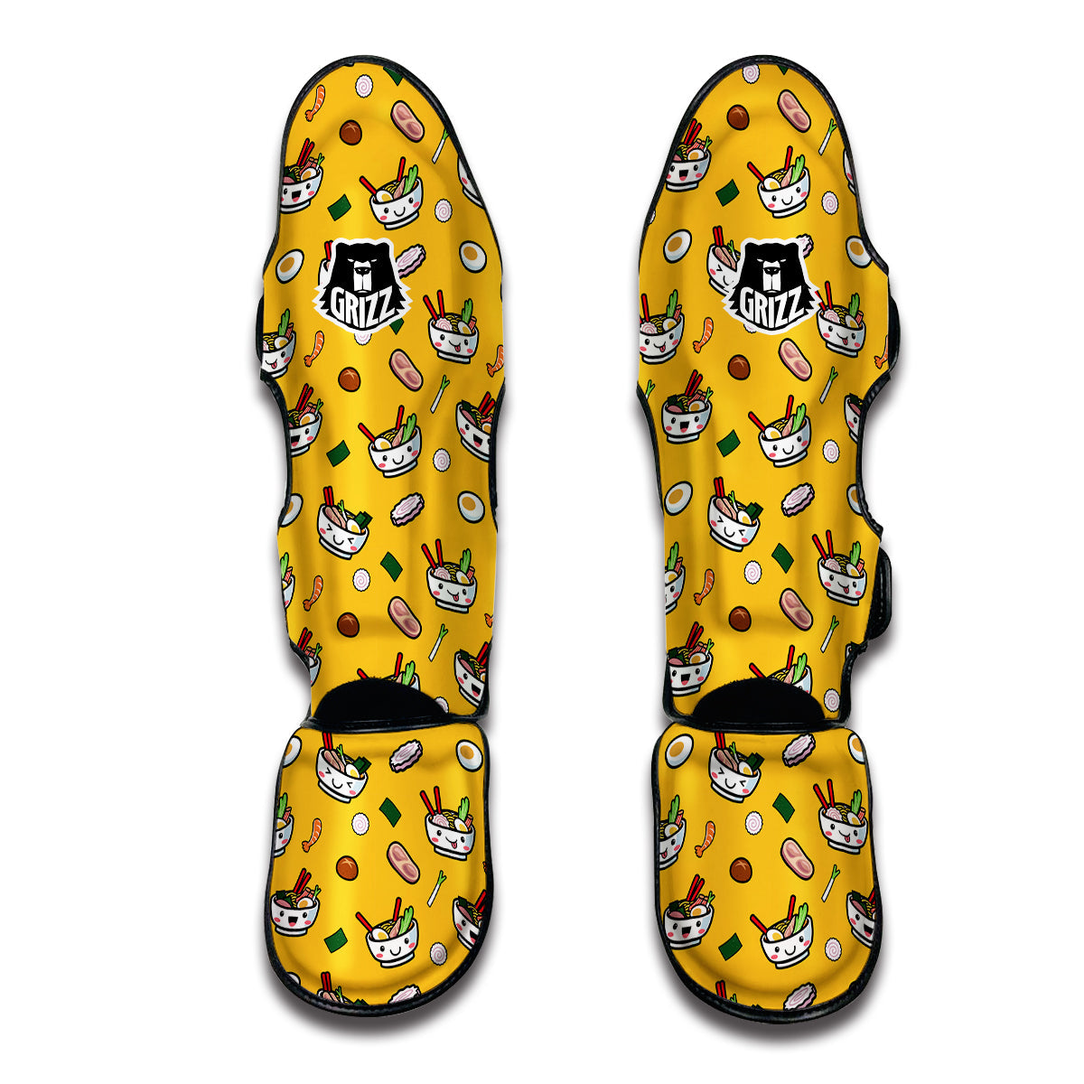 Cute Ramen Yellow Print Pattern Muay Thai Shin Guards-grizzshop