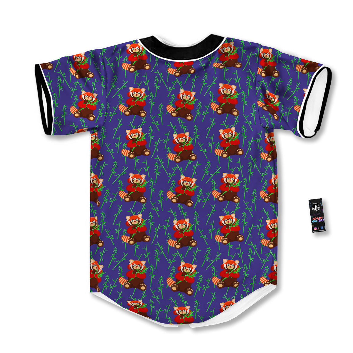 Cute Red Raccoon And Bamboo Print Pattern Baseball Jersey-grizzshop