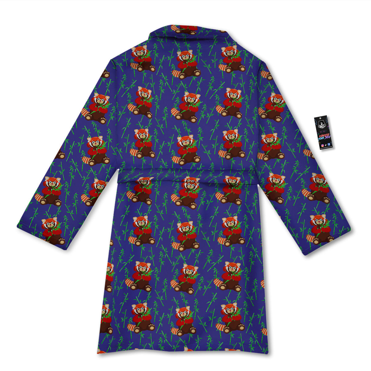 Cute Red Raccoon And Bamboo Print Pattern Bathrobe-grizzshop