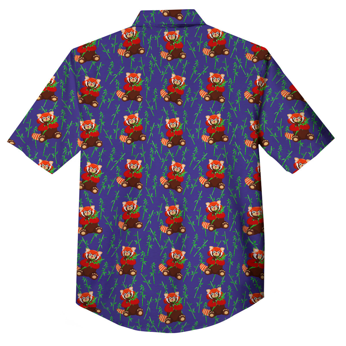 Cute Red Raccoon And Bamboo Print Pattern Button Up Shirt-grizzshop
