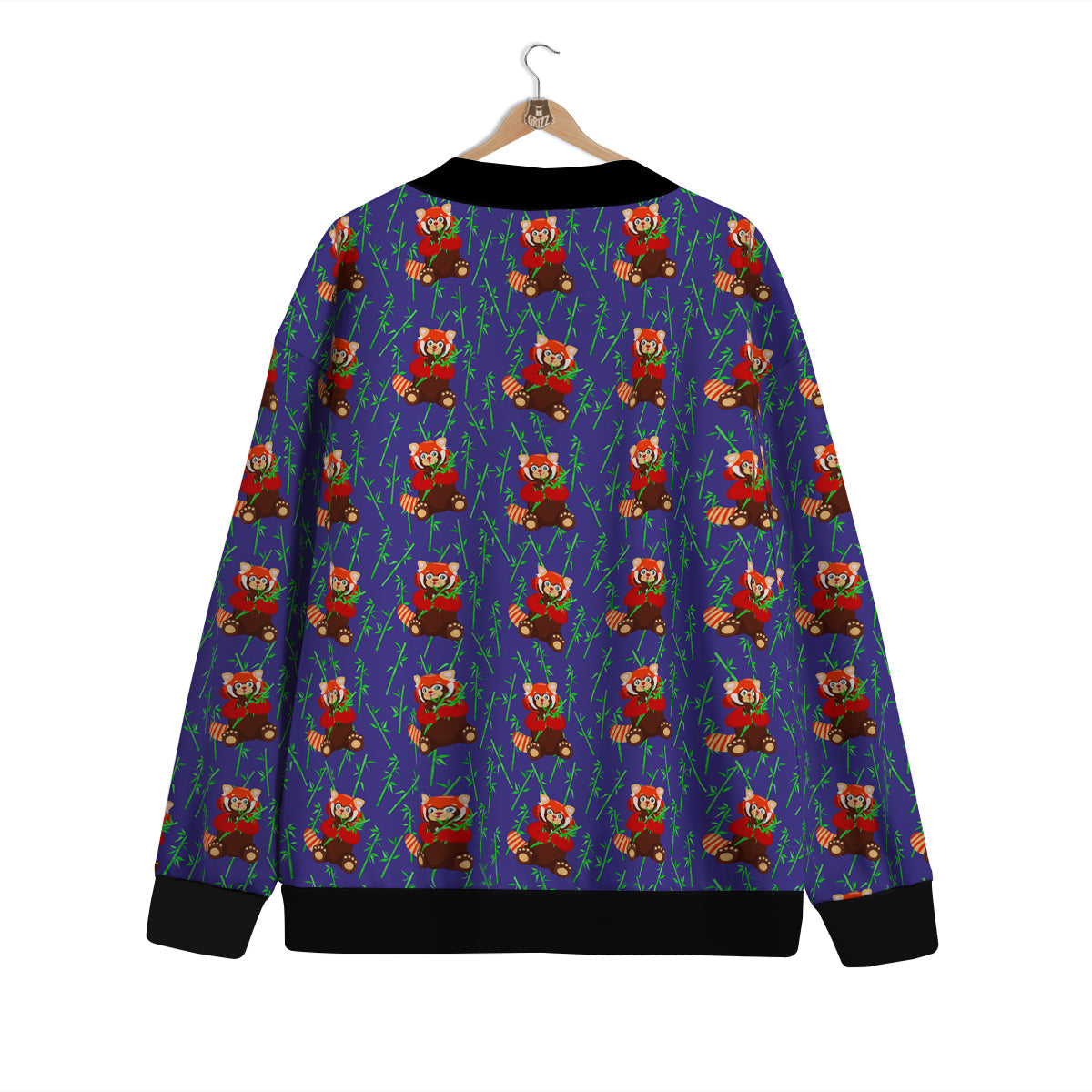 Cute Red Raccoon And Bamboo Print Pattern Cardigan-grizzshop