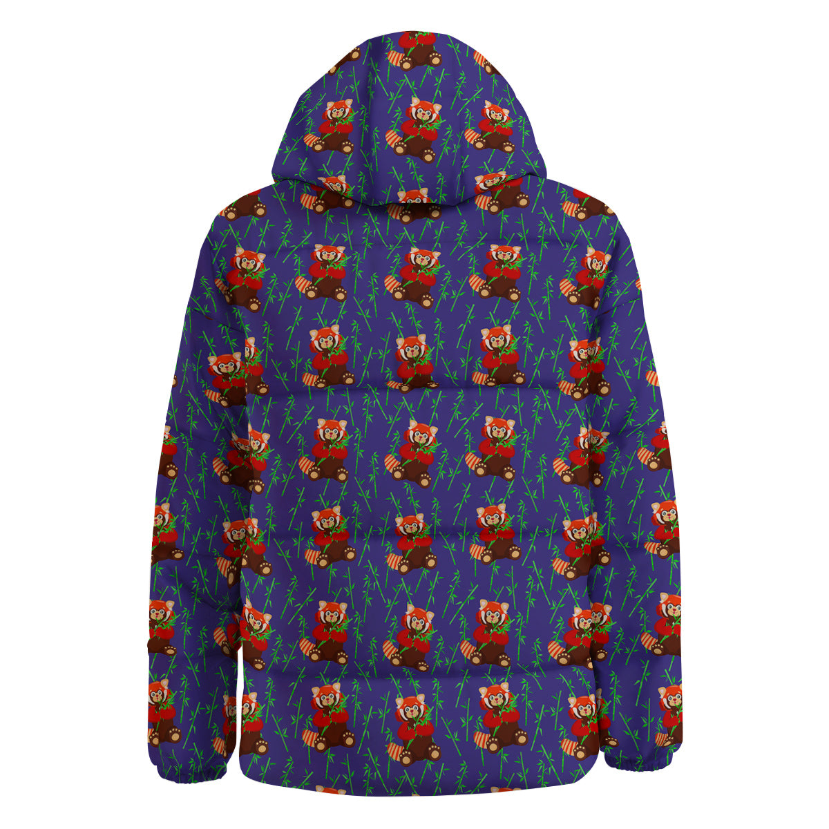 Cute Red Raccoon And Bamboo Print Pattern Down Jacket-grizzshop